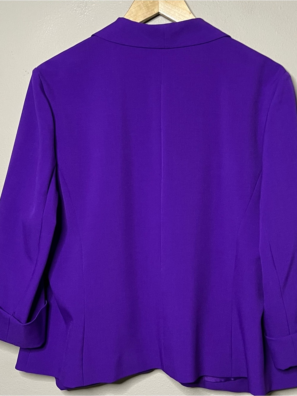 Black Label by Evan-Picone Open Front Jacket Blazer Women Size 16 Purple Lined - Picture 2 of 6